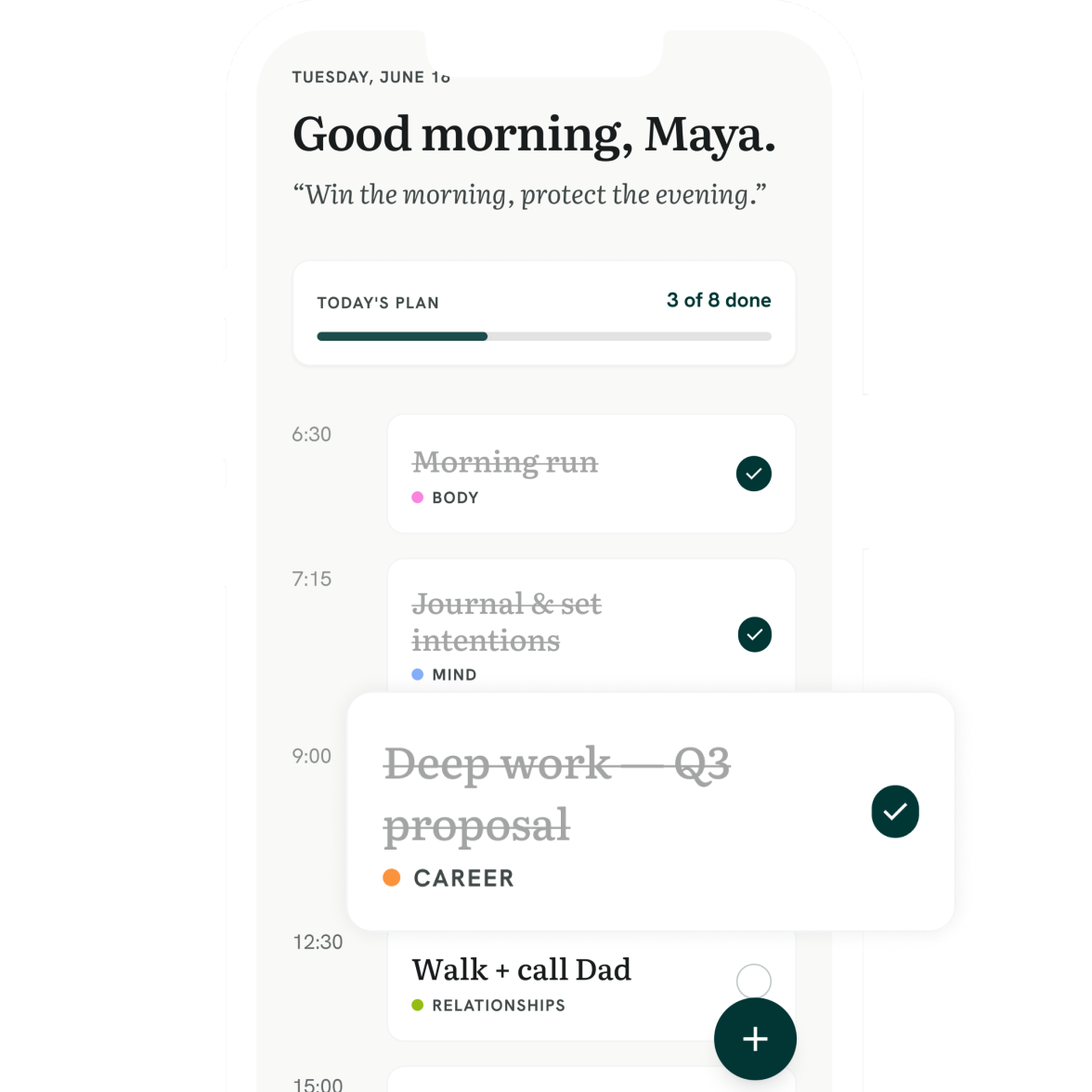 Personalized daily plan